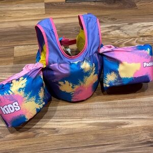 Colorful Kids Swim Vest with Arm Bands 33-55 lbs